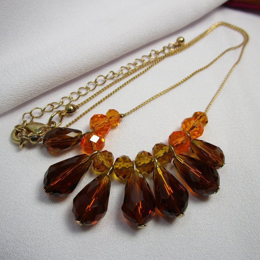 Vintage Crystal Bead Bib Style Necklace - Picture 4 of 7